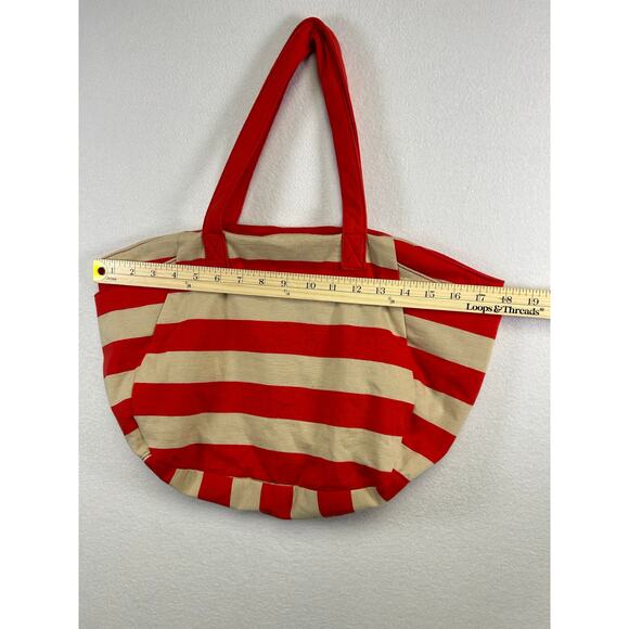 Old Navy Red Beige Striped Beach Tote Bag - Picture 5 of 8